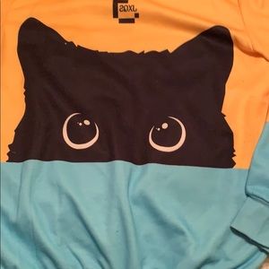 Color block sweater with black cat